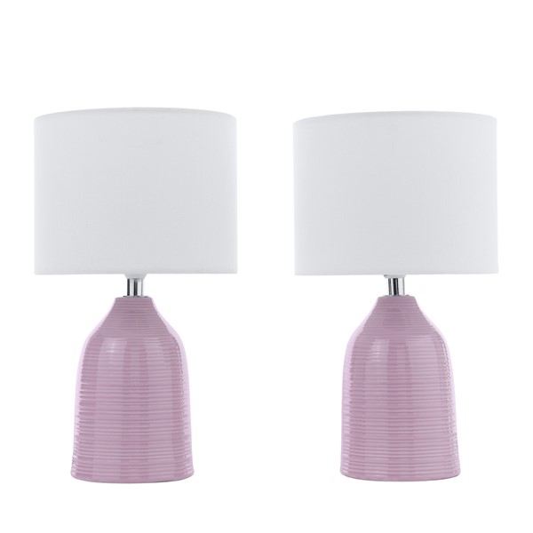 (image for) Laura Ashley Penny Table Lamp Purple Ceramic and Polished Chrome With Shade